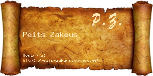 Peits Zakeus névjegykártya